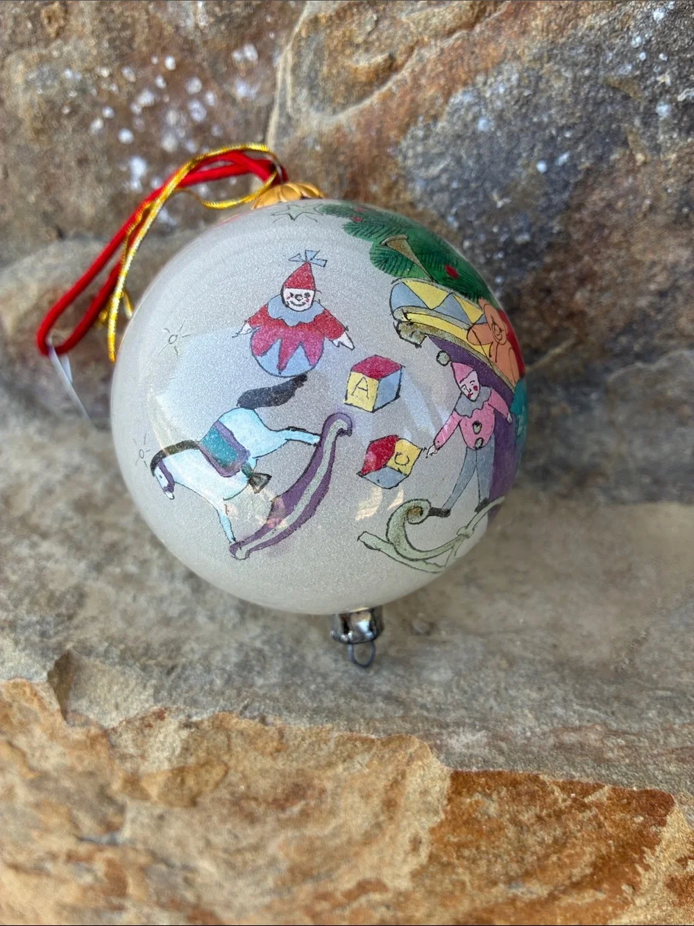 Vintage Pier 1 Li Bien Reverse Painted Glass Ornament